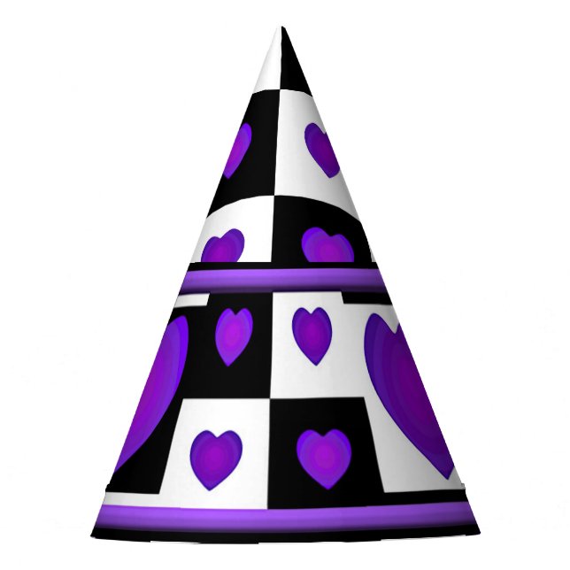 Chapeaux De Fêtes B&W Purple Hearts Beating (Devant)