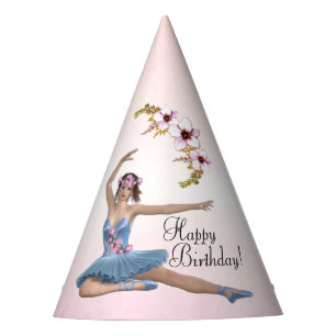 Chapeaux De Fêtes Ballerina en bleu Joyeux anniversaire sur rose