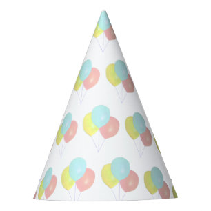Chapeaux De Fêtes Ballons bleu clair rose jaune