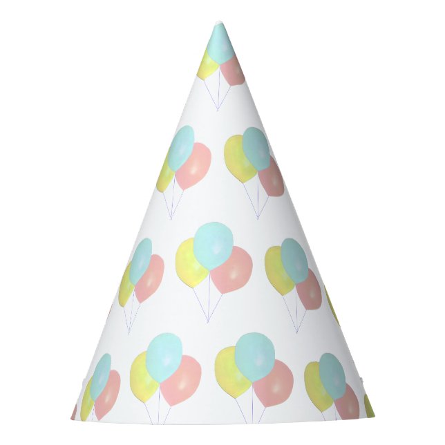 Chapeaux De Fêtes Ballons bleu clair rose jaune (Devant)