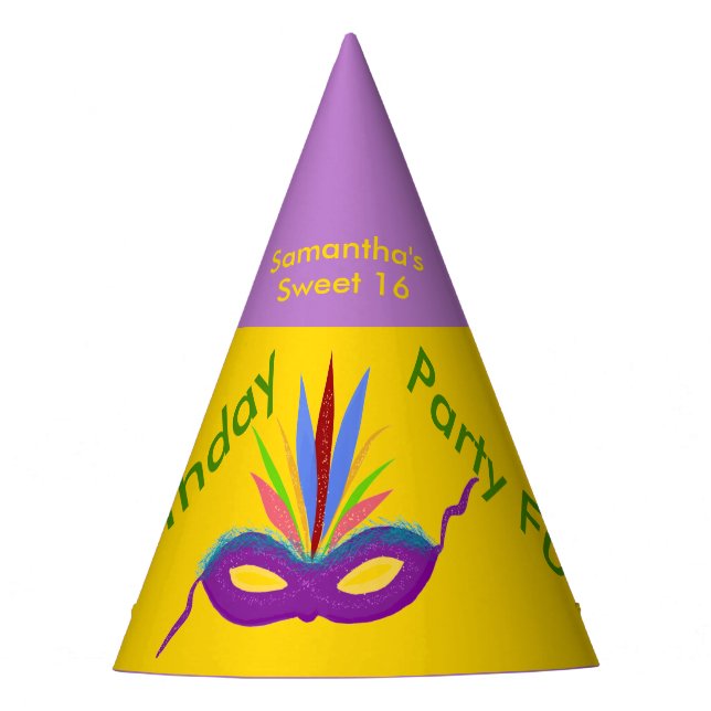 Chapeaux De Fêtes Ballons d'anniversaire violet Mardi Gras Nom du ma (Devant)