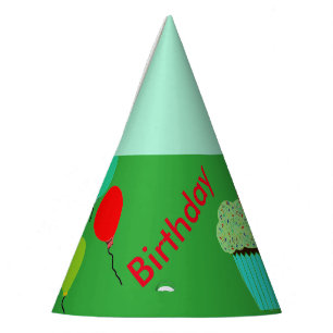 Chapeaux De Fêtes Ballons de cupcake vert Casquettes d'anniversaire