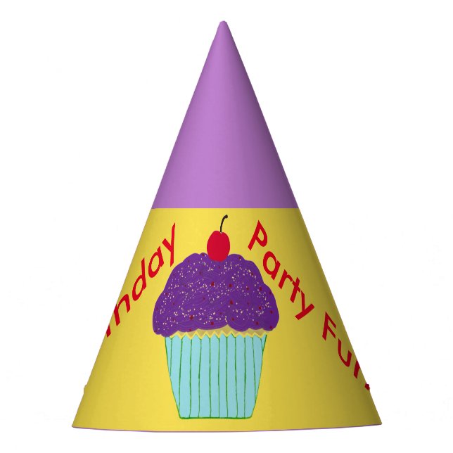 Chapeaux De Fêtes Ballons de Cupcake violet Casquettes d'anniversair (Devant)