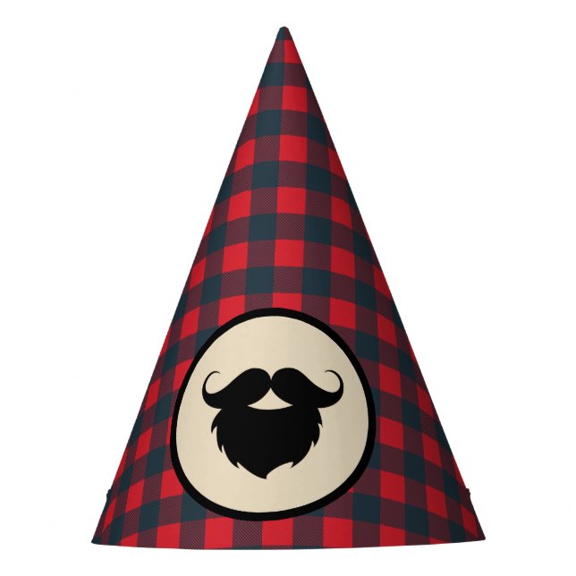 Chapeaux De Fêtes Bande de bison rouge Plaid Lumberjack Anniversaire (Devant)