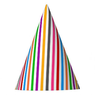 Chapeaux De Fêtes Bandes de lignes arc-en-ciel colorées - Blanc 