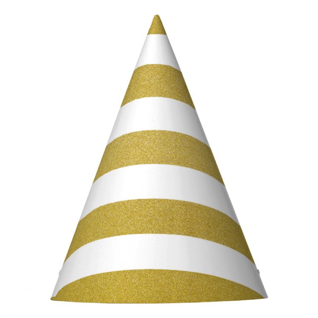 Chapeaux De Fêtes Bandes d'or, Blancs, Motif rayé (Devant)