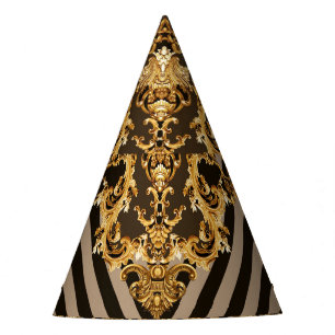 Chapeaux De Fêtes Baroque d'or : conception motif géométrique