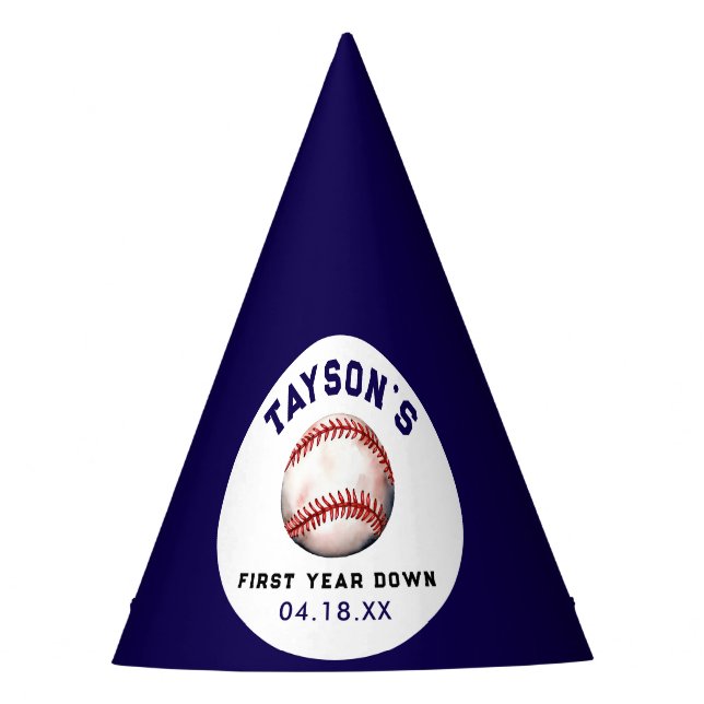 Chapeaux De Fêtes Baseball première année bas 1er anniversaire (Devant)