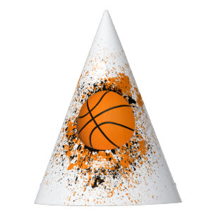 Chapeaux De Fêtes Basketball Grunge Éclaboussure Orange Noir Party