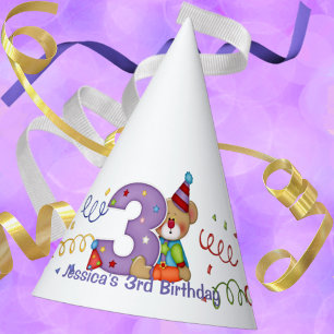 Chapeaux De Fêtes Beau anniversaire Ours Âge 3 Casquette de fête