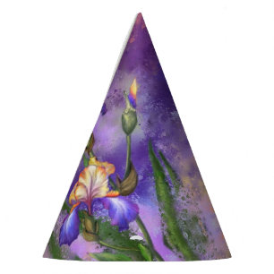 Chapeaux De Fêtes Beautiful Purple Iris Flower Migned Art