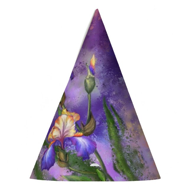 Chapeaux De Fêtes Beautiful Purple Iris Flower Migned Art (Gauche)
