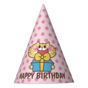 Chapeaux De Fêtes Bébé Cartoon de chat mignonne Pois rose