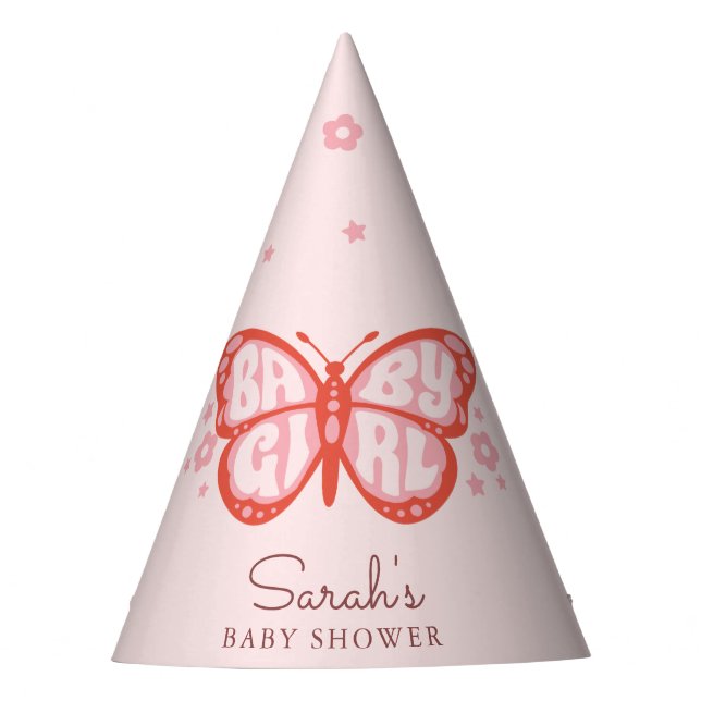 Chapeaux De Fêtes Bébé Fille rose Papillon Bébé Douche cadeau (Devant)