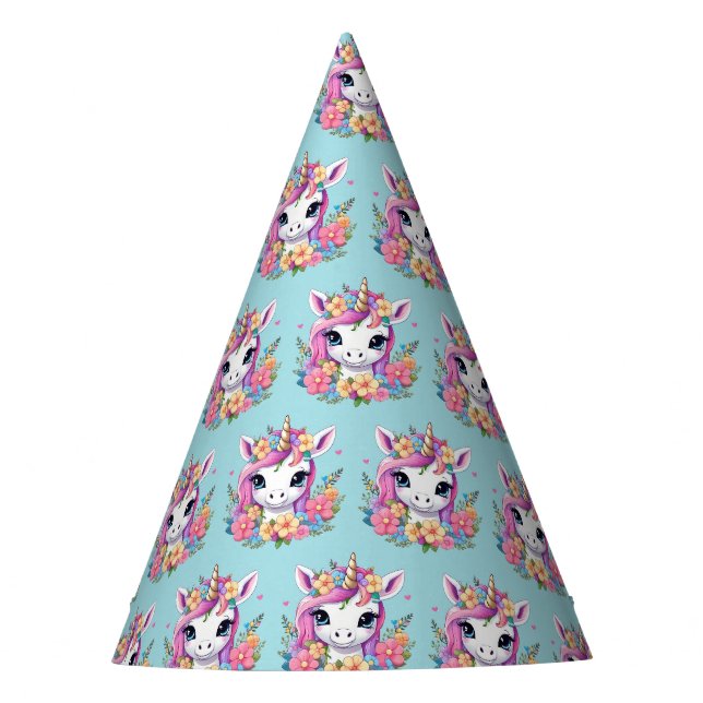 Chapeaux De Fêtes Bébé magique licorne avec fleurs (Devant)