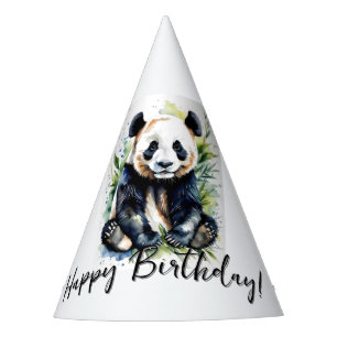 Chapeaux De Fêtes Belle aquarelle Panda Bear Joyeux anniversaire