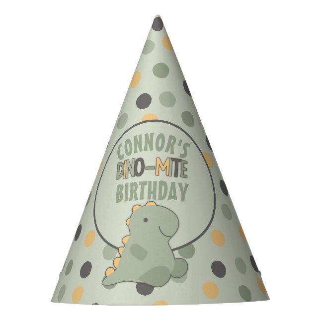 Chapeaux De Fêtes Belle Dinosaure Vert Fête d'Anniversaire des jeune (Devant)