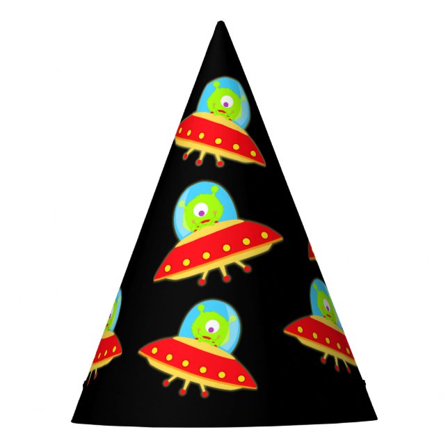 Chapeaux De Fêtes Belle fête d'anniversaire des Aliens OVNI (Devant)