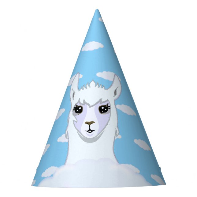 Chapeaux De Fêtes Belle Llama et nuages (Devant)