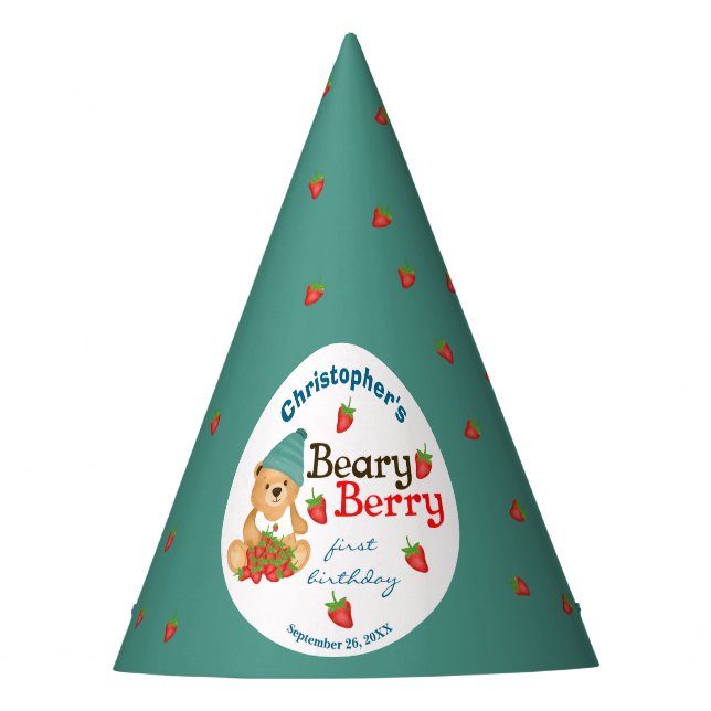 Chapeaux De Fêtes Berry First Beary First Birday Strawberries Cub (Devant)