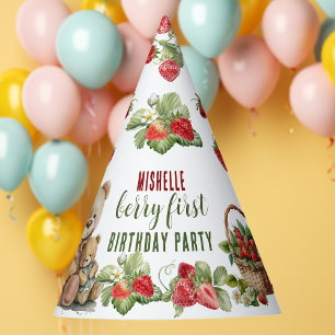 Chapeaux De Fêtes Berry First Strawberry et Bear Anniversaire