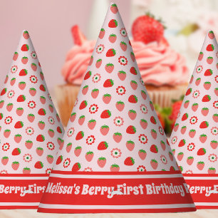 Chapeaux De Fêtes Berry rouge rose mignon Premier anniversaire