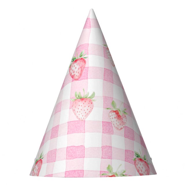 Chapeaux De Fêtes Beurre mignonne En vichy rose fraise (Devant)
