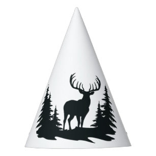 Chapeaux De Fêtes Big Buck Parmi Pine Trees Vector