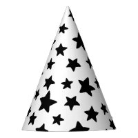 Black and White Stars Doodles Motif Anniversaire