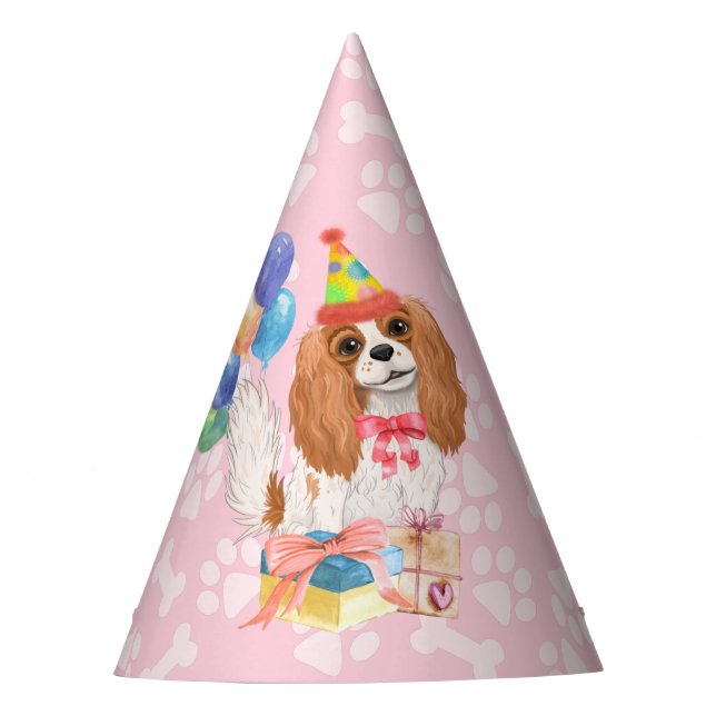 Chapeaux De Fêtes Blenheim Cavalier King Charles Spaniel Anniversair (Devant)
