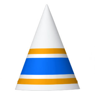 Chapeaux De Fêtes Bleu Bleu Jaune Orange Rayures De Course Sur Blanc