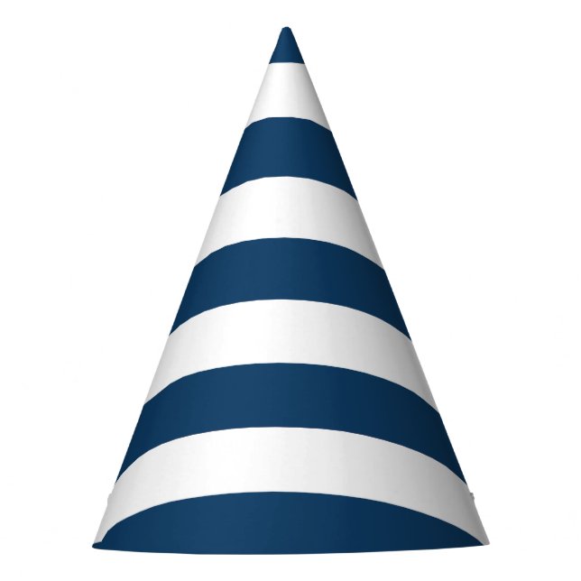 Chapeaux De Fêtes Bleu de marine, Blancs, Motif rayé (Devant)