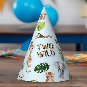 Chapeaux De Fêtes Bleu Deux Sauvage 2e Anniversaire Animaux de la ju