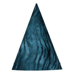 Chapeaux De Fêtes Bleu étincelle Zèbre Imprimer