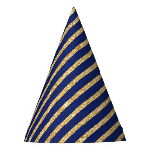 Chapeaux De Fêtes Bleu marine et motif diagonal de rayure de parties