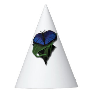 Chapeaux De Fêtes Bleu Morpho Coeur papillon