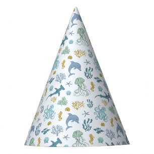 Chapeaux De Fêtes Bleu Océan Animaux Anniversaire