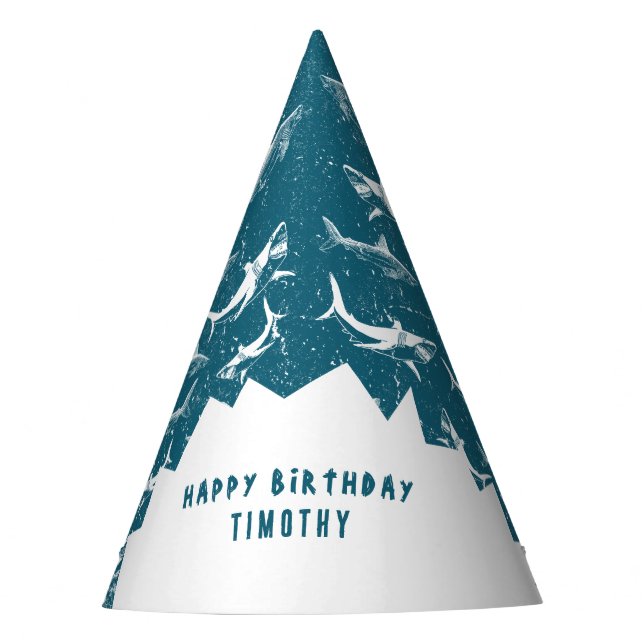 Chapeaux De Fêtes Bleu Shark Boys fête d'anniversaire (Devant)