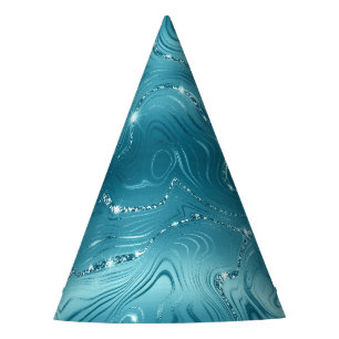 Chapeaux De Fêtes Bleu Turquoise Aqua Pailleté Anniversaire Brillant