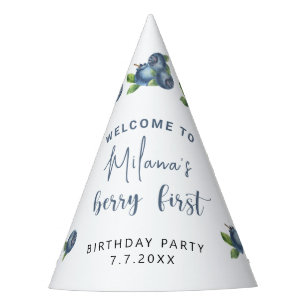 Chapeaux De Fêtes Bleuets d'aquarelle 1ère fête d'anniversaire