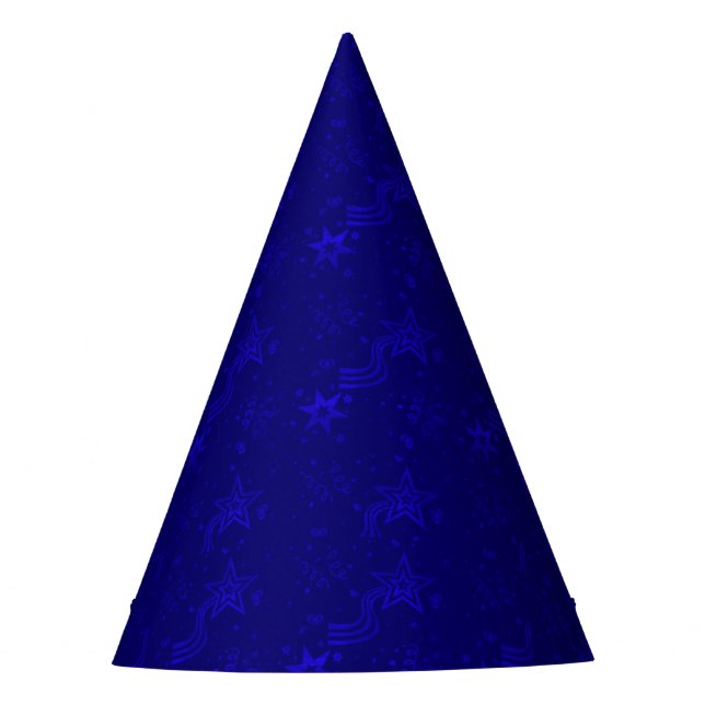 Chapeaux De Fêtes Blue Metallic Stars-PAPIER CASQUETTES (Devant)