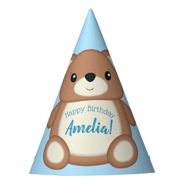 Chapeaux De Fêtes Blue Teddy Bear Birthday Party (Devant)