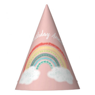Chapeaux De Fêtes Boho Arc-en-ciel 1er anniversaire fête Rose fille