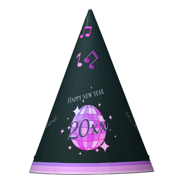 Chapeaux De Fêtes Bonne année 2025 noir violet rose (Devant)