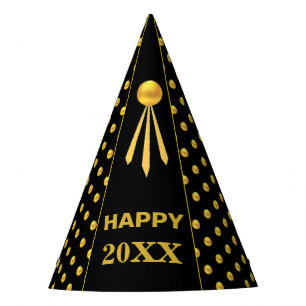 Chapeaux De Fêtes Bonne année 20XX, points dorés sur fond noir