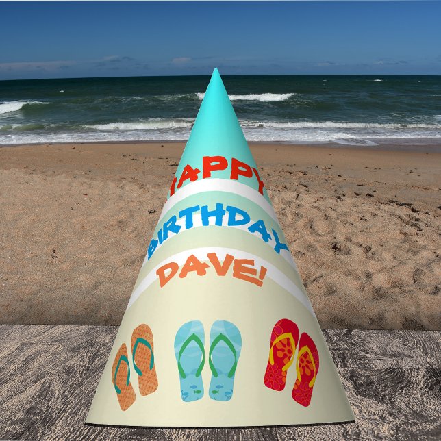 Chapeaux De Fêtes Bonne fête de plage d'anniversaire personnalisé (Créateur téléchargé)