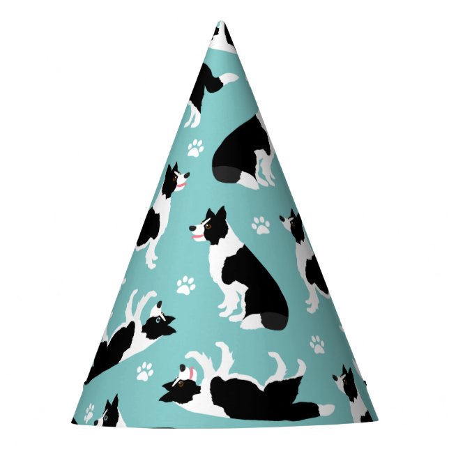 Chapeaux De Fêtes Bordure Collie et Empreinte de patte (Devant)