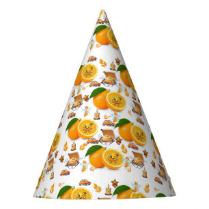 Chapeaux De Fêtes Bougies oranges gâteau joyeux anniversaire papier