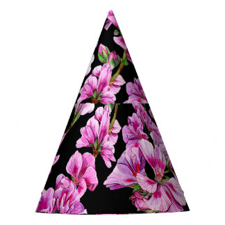 Chapeaux De Fêtes Branches de géranium, bourgeons roses aquarelles.