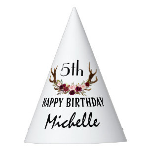 Chapeaux De Fêtes Burgundy Marsala Floral Antlers 5e anniversaire